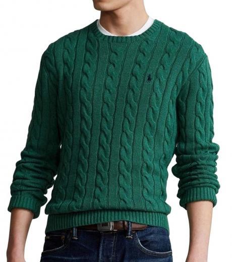 green cable sweater