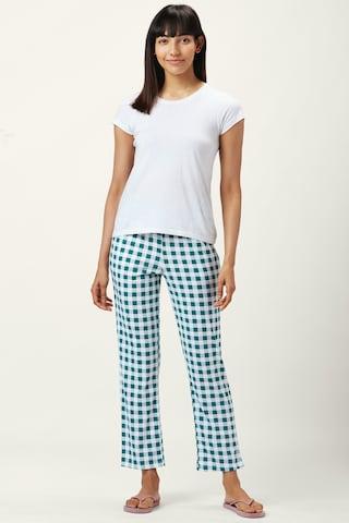 green check ankle-length sleepwear women comfort fit pyjama