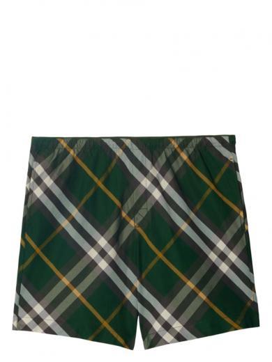 green check motif swim shorts