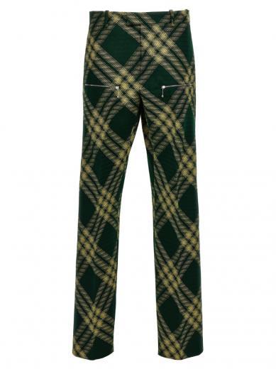 green check wool pants