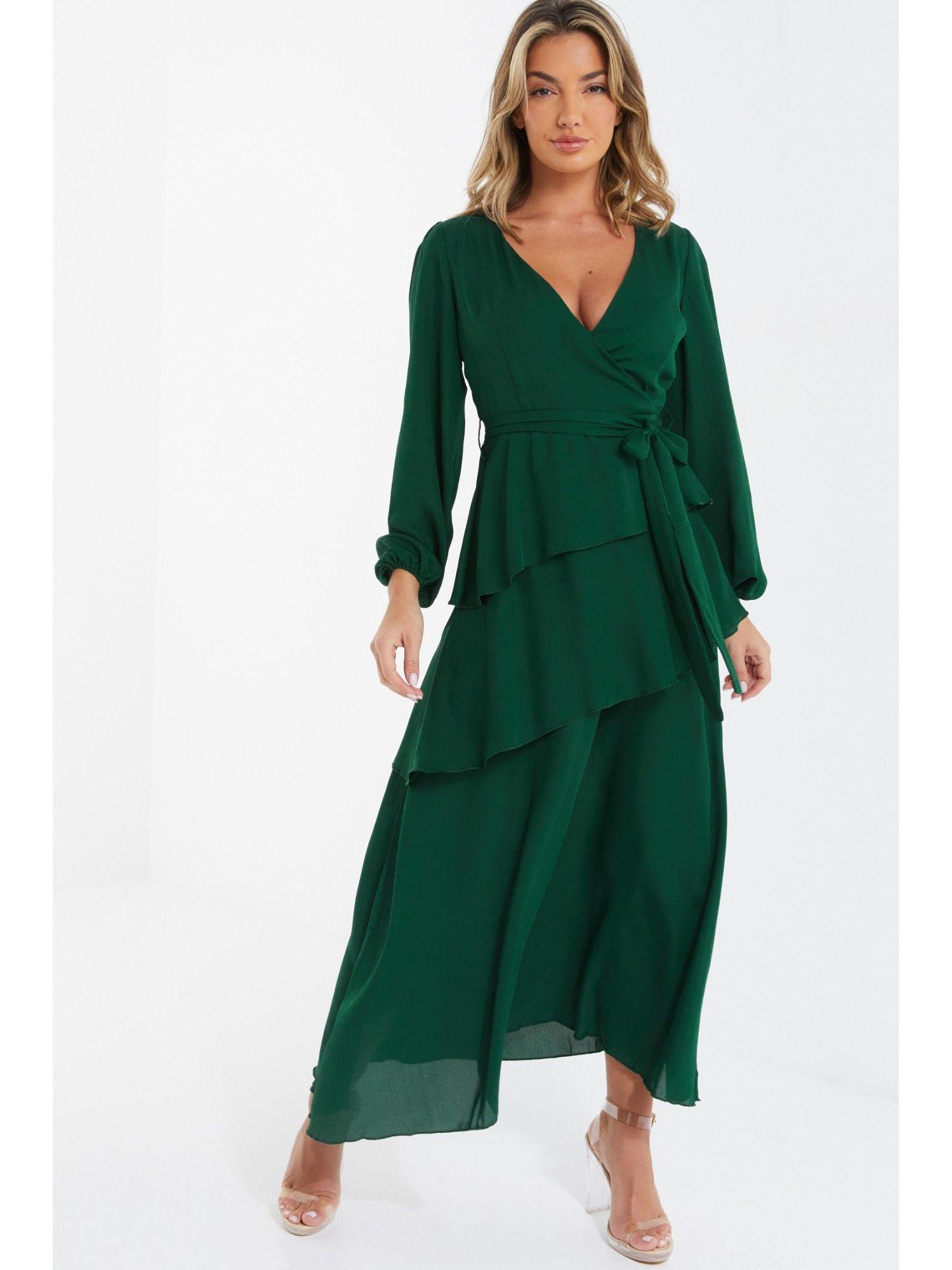 green chiffon frill maxi dress (set of 2)