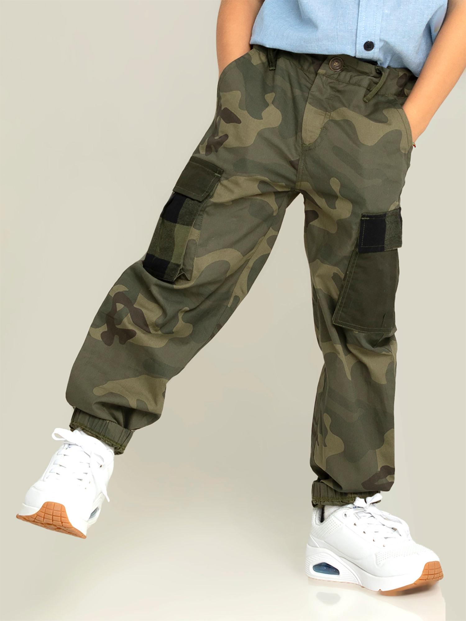 green cotton camouflage cargo pant