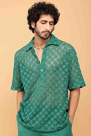green cotton crochet shirt