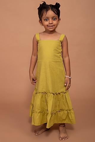 green cotton hand-dyed dress for girls