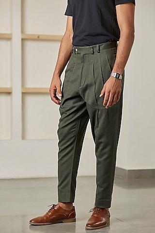 green cotton linen trousers
