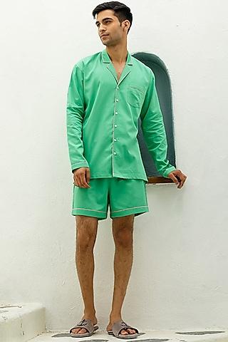 green cotton lounge shirt