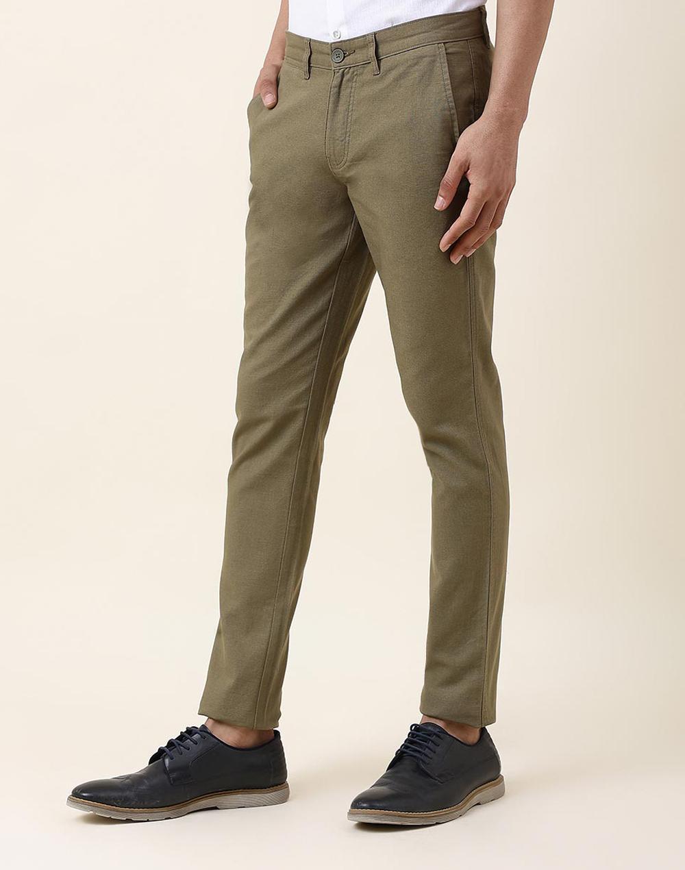 green cotton slim fit pants