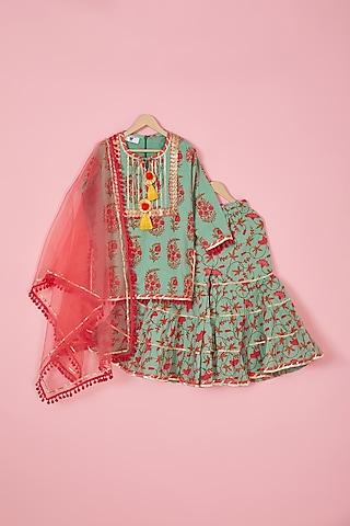 green-cotton-tiered-sharara-set-for-girls