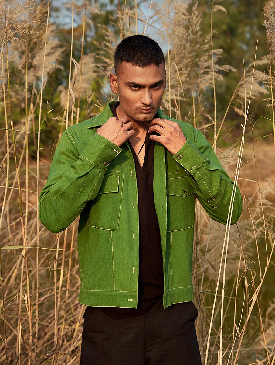green cotton twill jacket