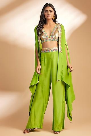 green-crepe-hand-beaded-embroidered-cape-set