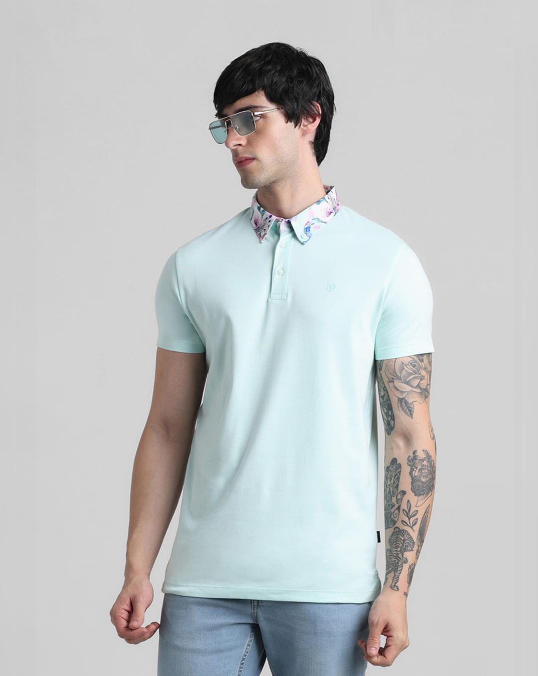 green floral collared polo t-shirt