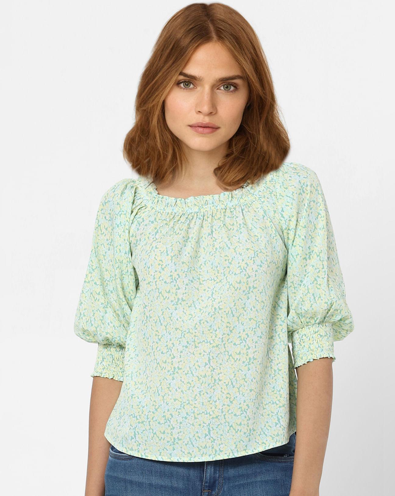 green floral top