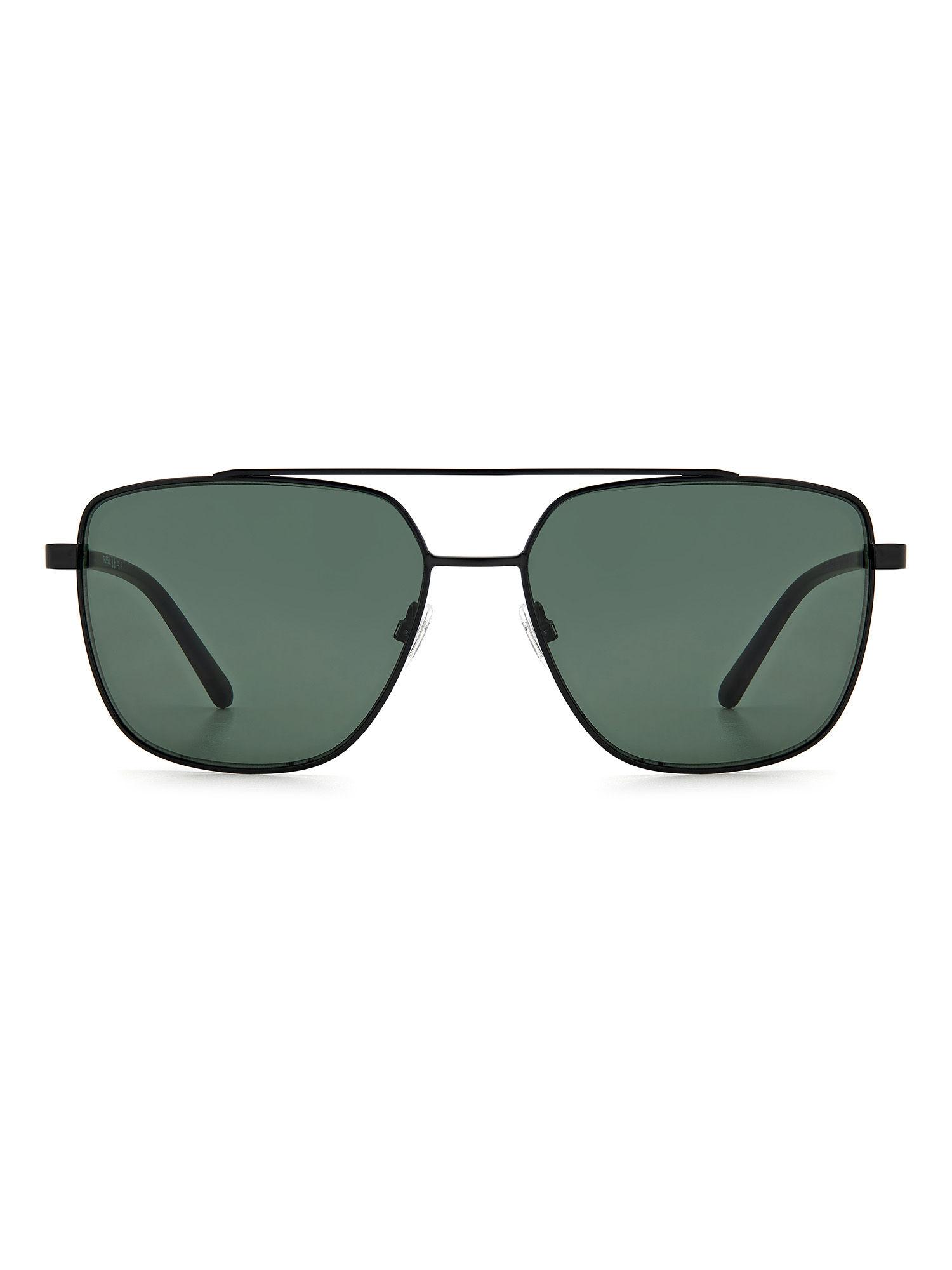 green lens square sunglass full-rim matte black frame - 20474700359qt
