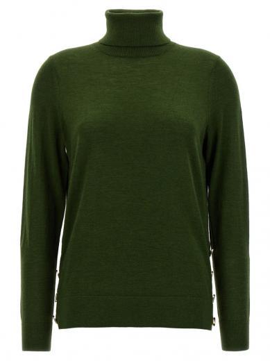 green logo buttons turtleneck sweater