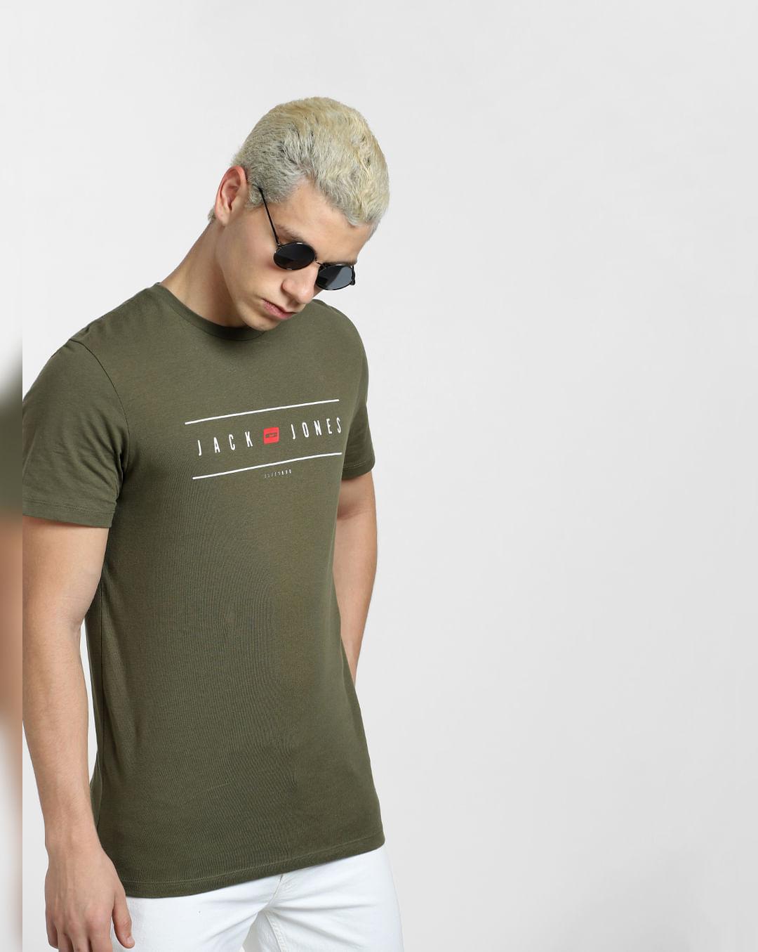 green logo print crew neck t-shirt