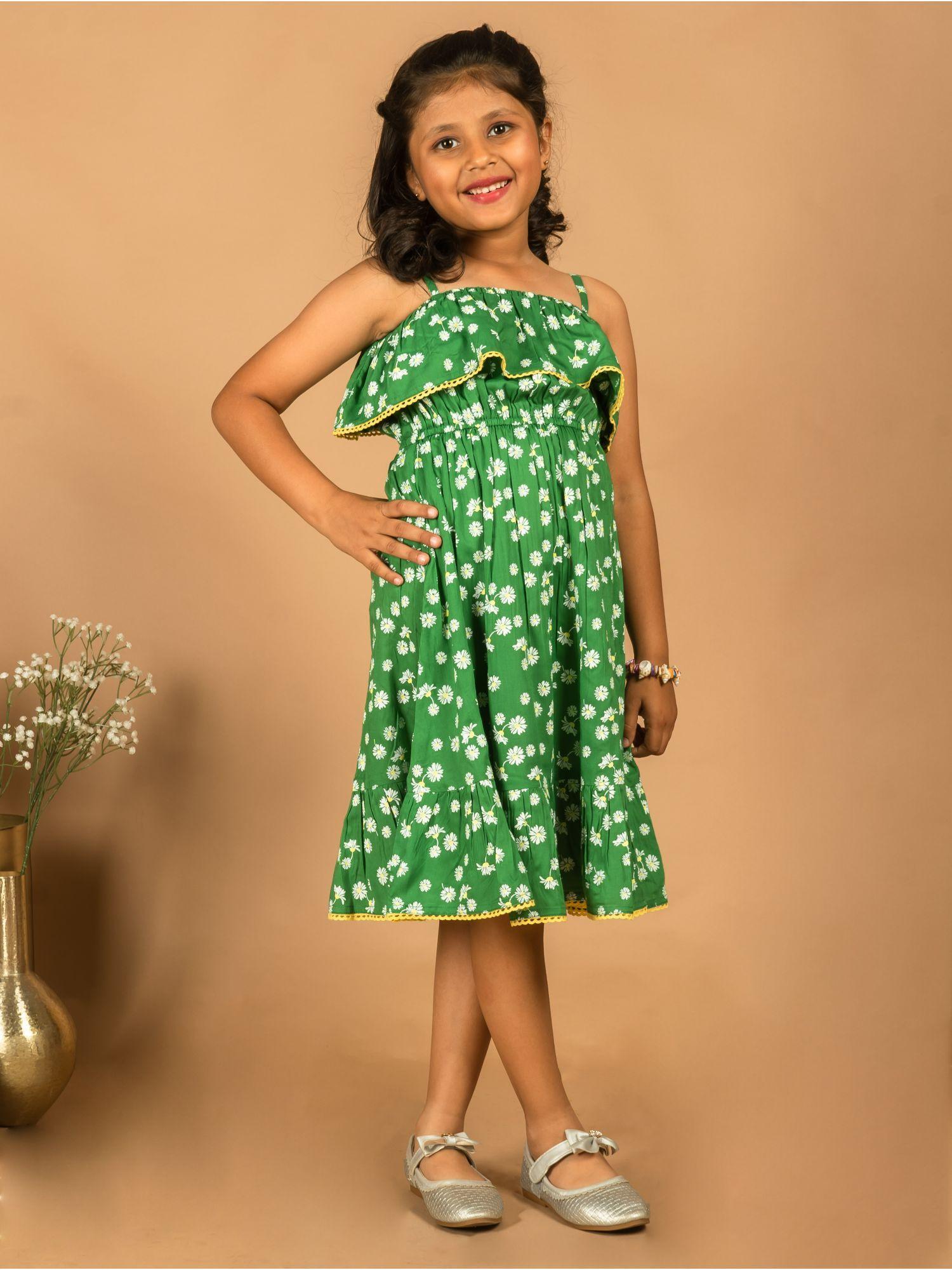 green modal printed dress