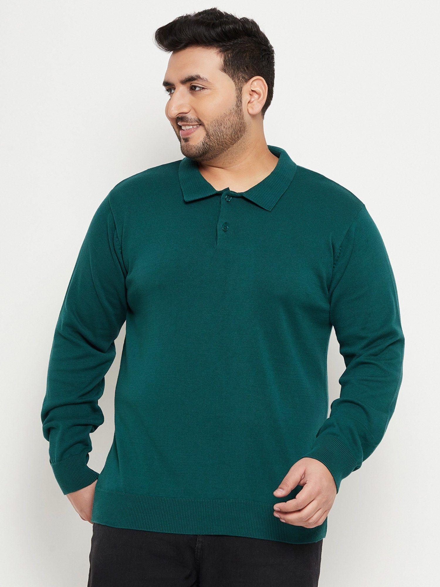green pine polo neck plus size sweater