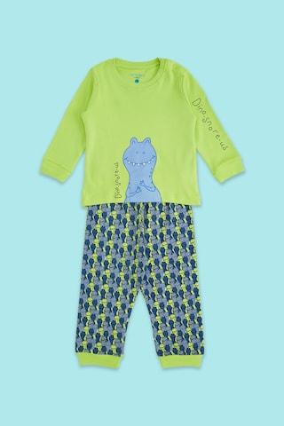 green print ankle-length low rise casual baby regular fit dungaree set