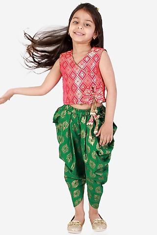 green-printed-dhoti-set-for-girls
