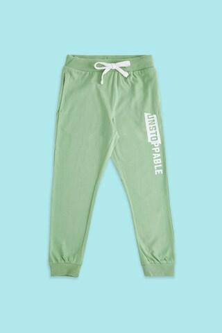 green printed full length casual boys regular fit track pants