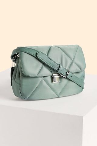 green quilted casual polyester women cross body bag