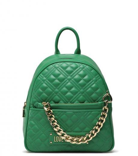 green quilted small backpack