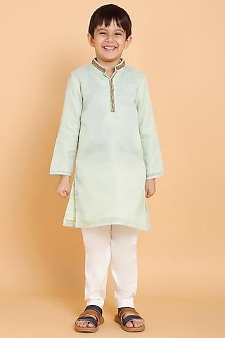 green-silk-blend-kurta-set-for-boys