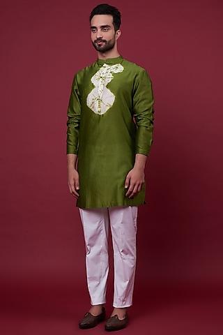 green silk chanderi kurta