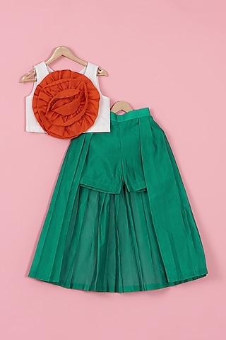 green silk co-ord set for girls
