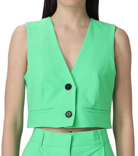 green sleeveless top