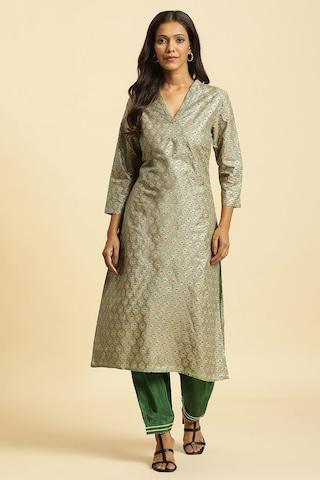 green solid ankle-length casual women regular fit salwar