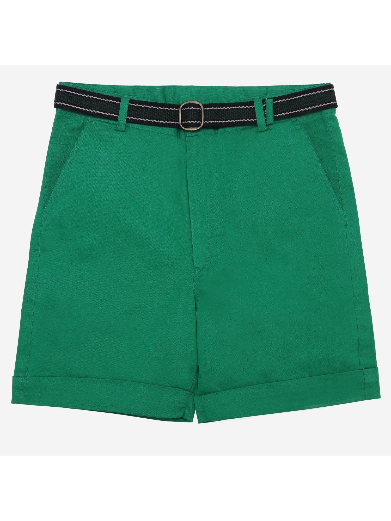 green solid autum breeze shorts (set of 2)