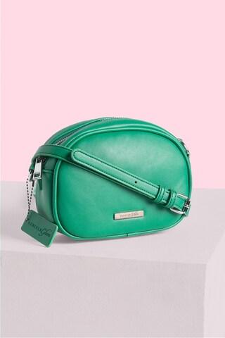 green solid evening faux leather women cross body bag