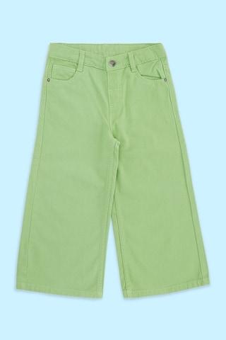 green solid full length mid rise casual girls regular fit jeans