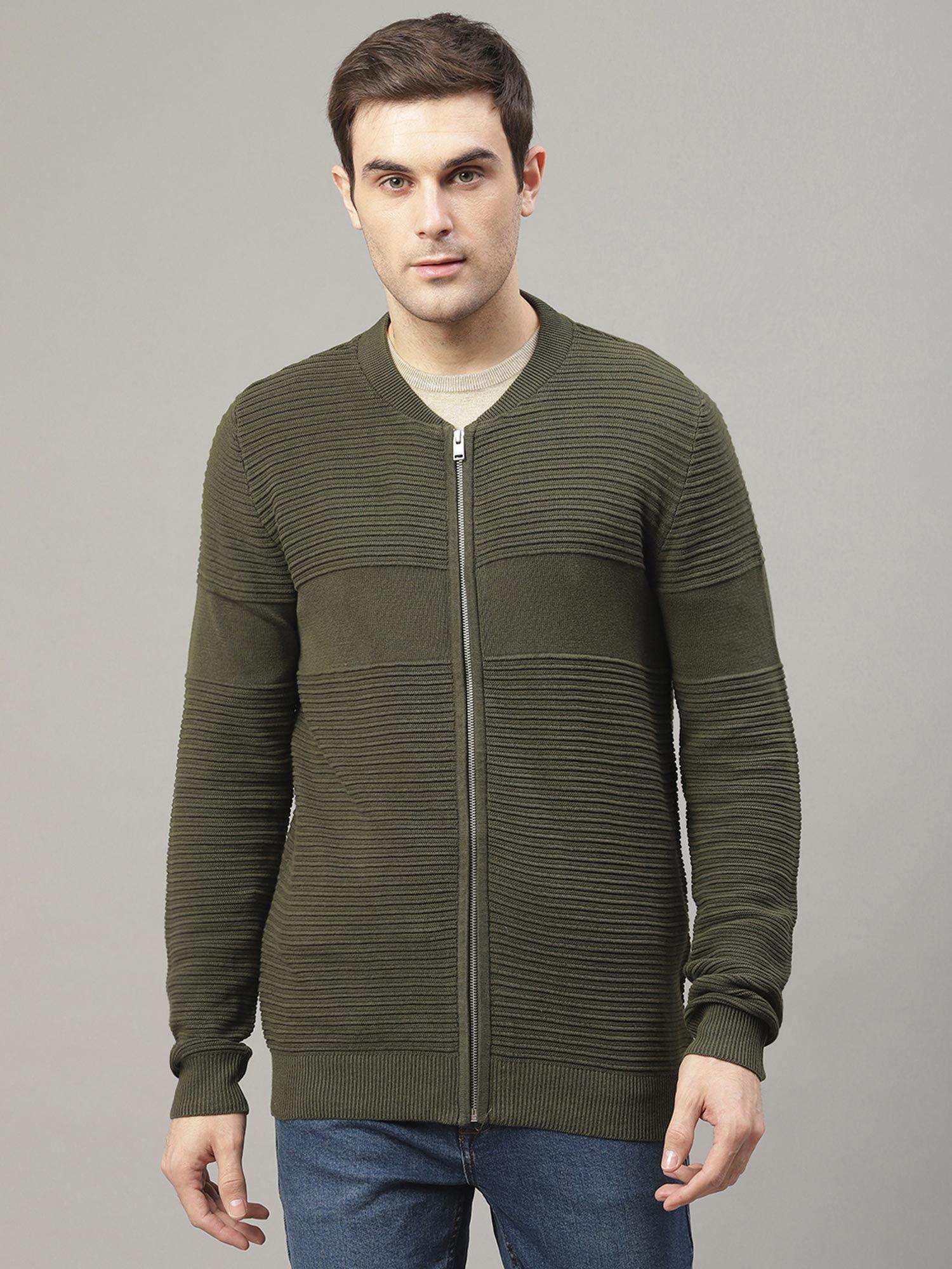 green solid sweater