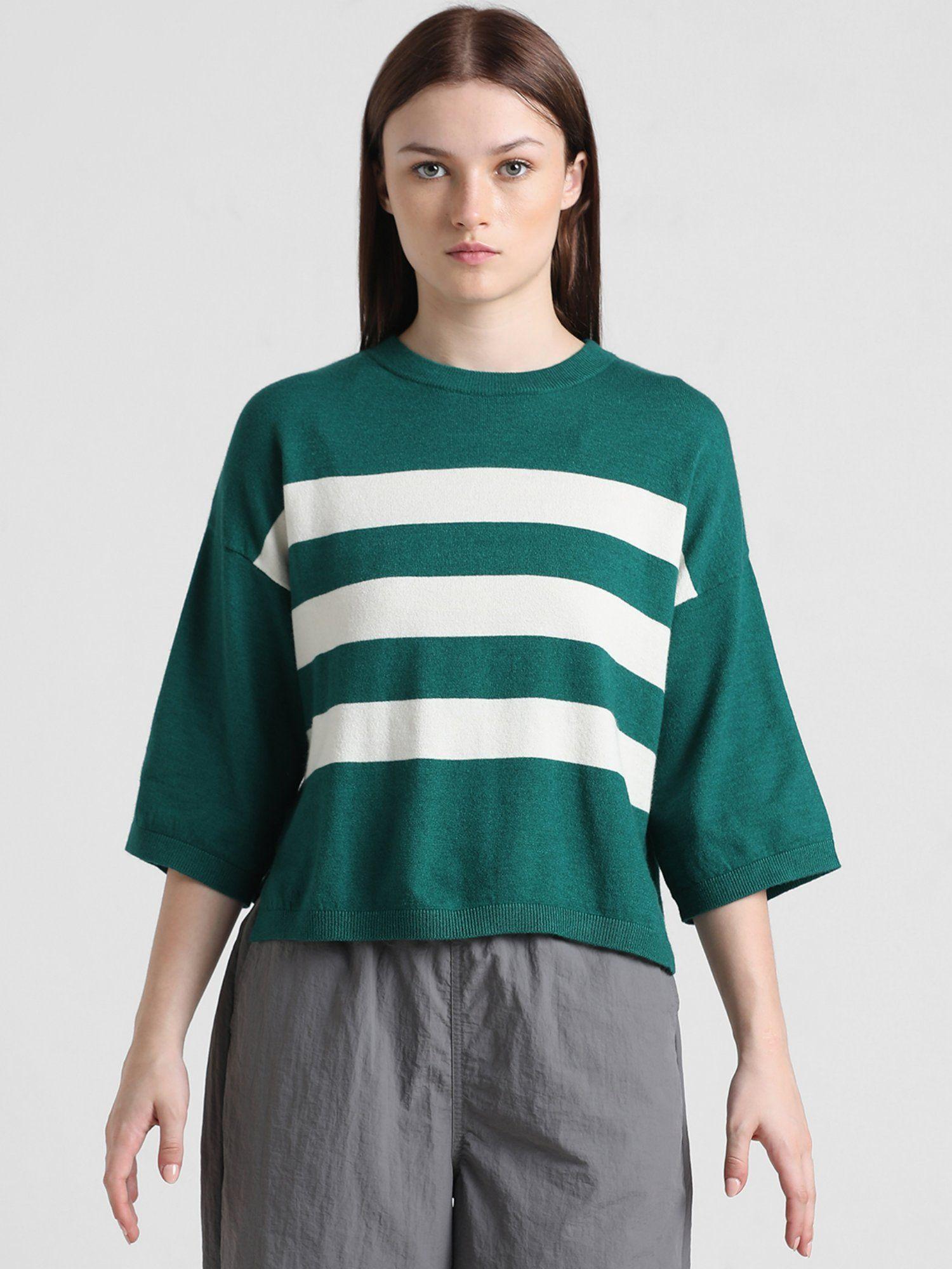 green striped boxy pullover
