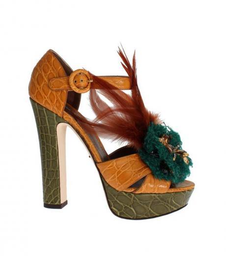 green yellow feather pumps