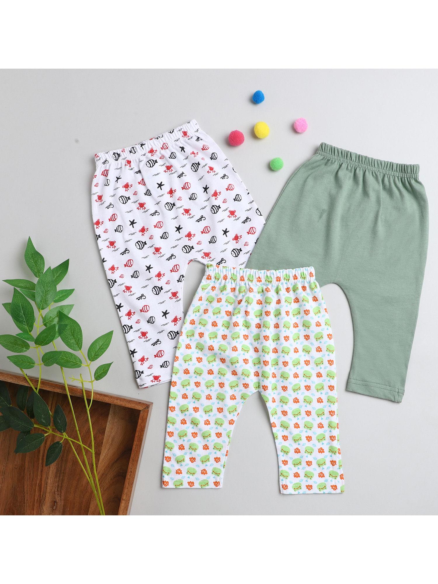 green & white boys diaper pants / leggings / pyjamas (pack of 3)