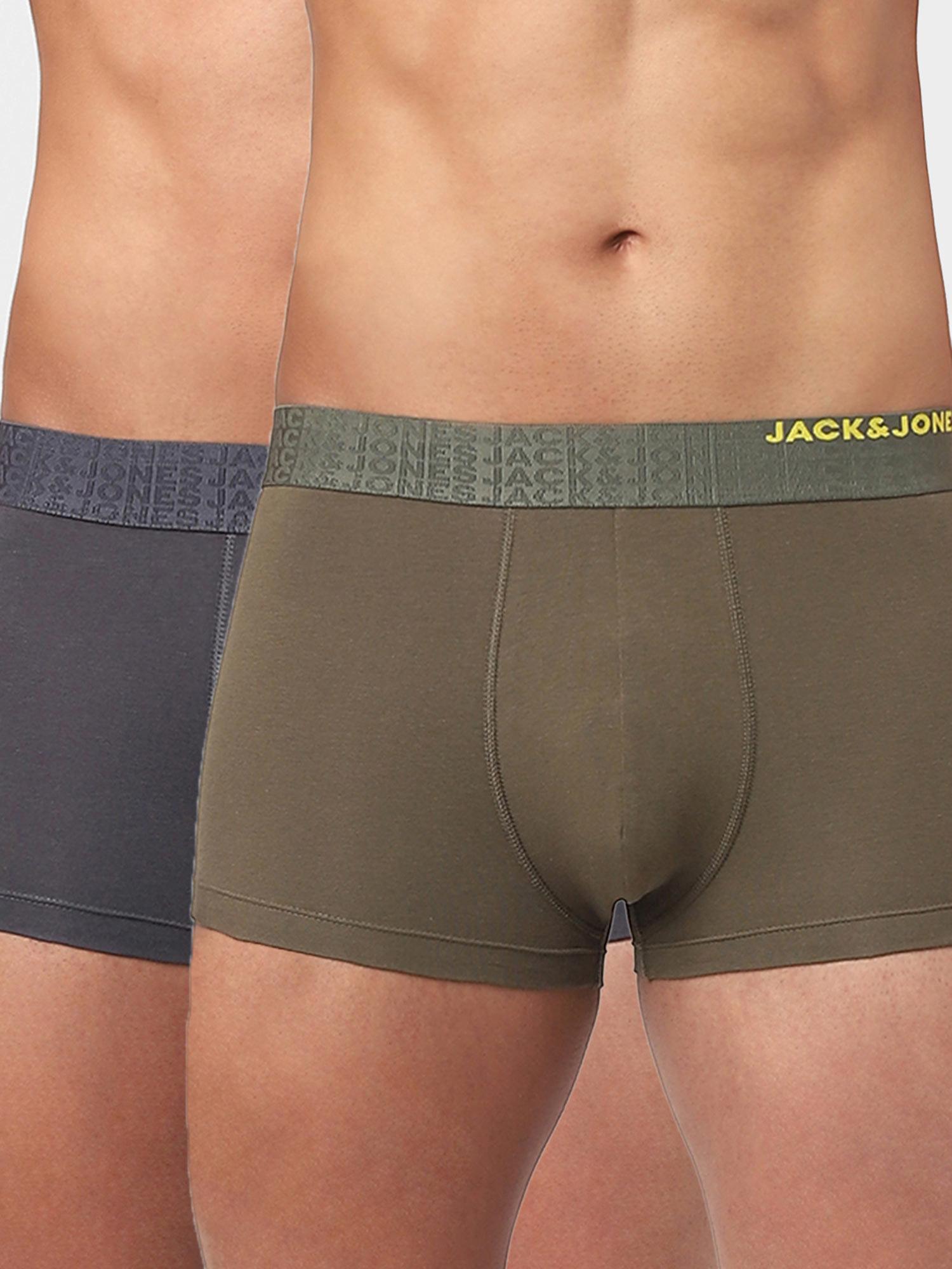 green &amp; grey solid trunks - pack of 2