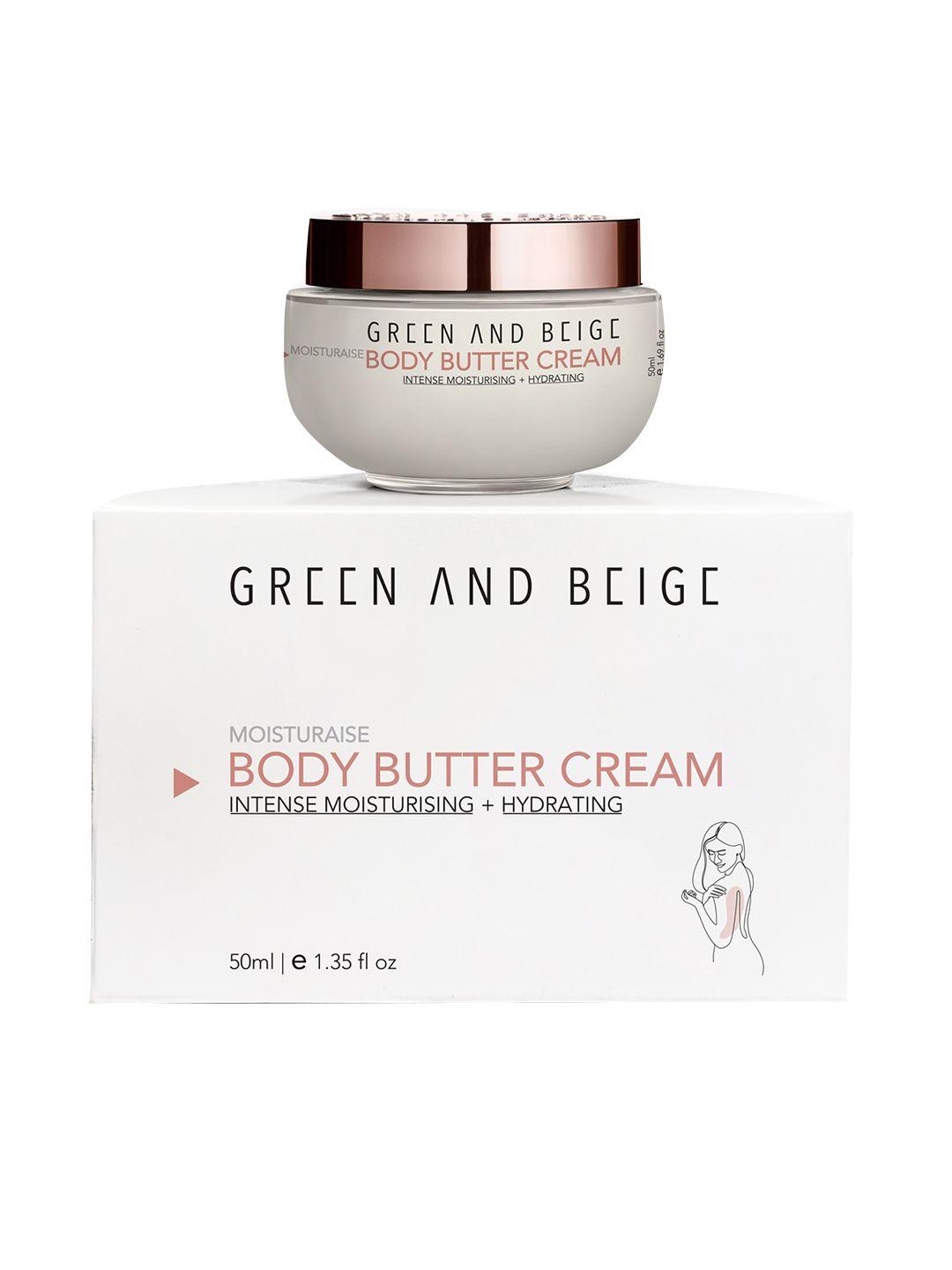 green and beige moisturaise body butter cream for intense moisturising & hydrating - 50ml