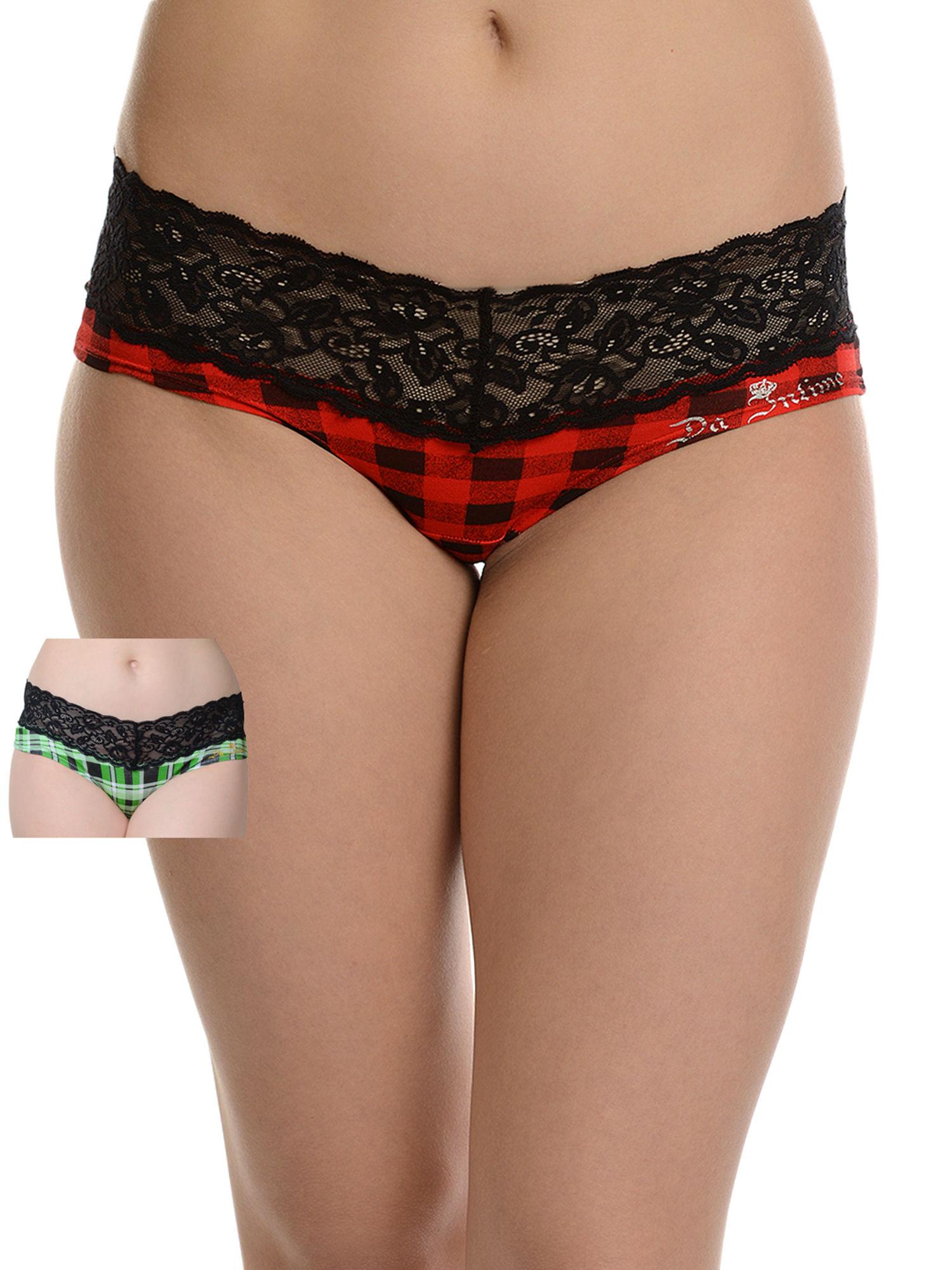 green and red pack of 2 cotton panties