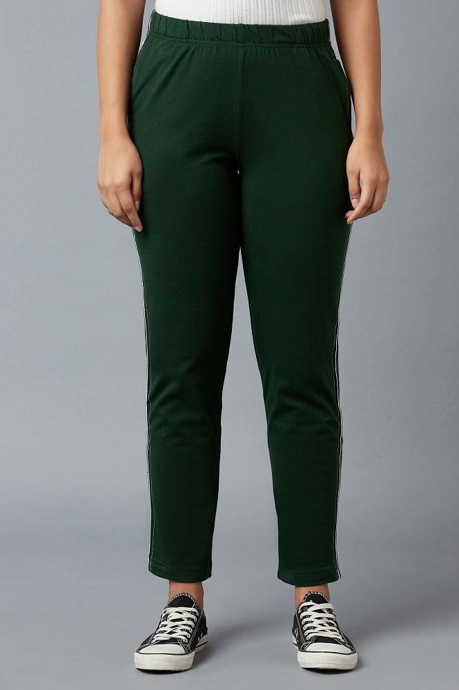 green ankle length jersy pants