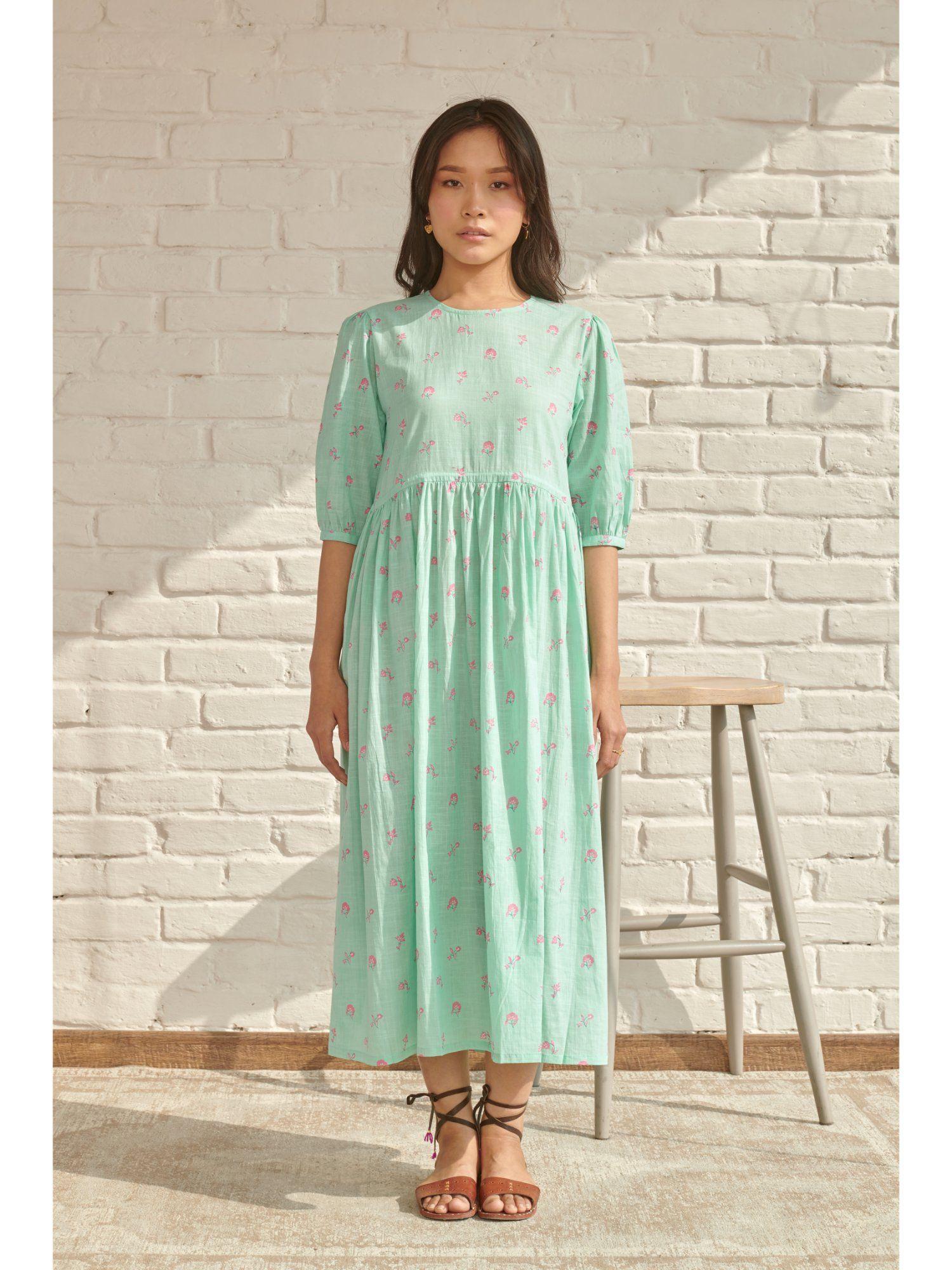 green aster midi dress