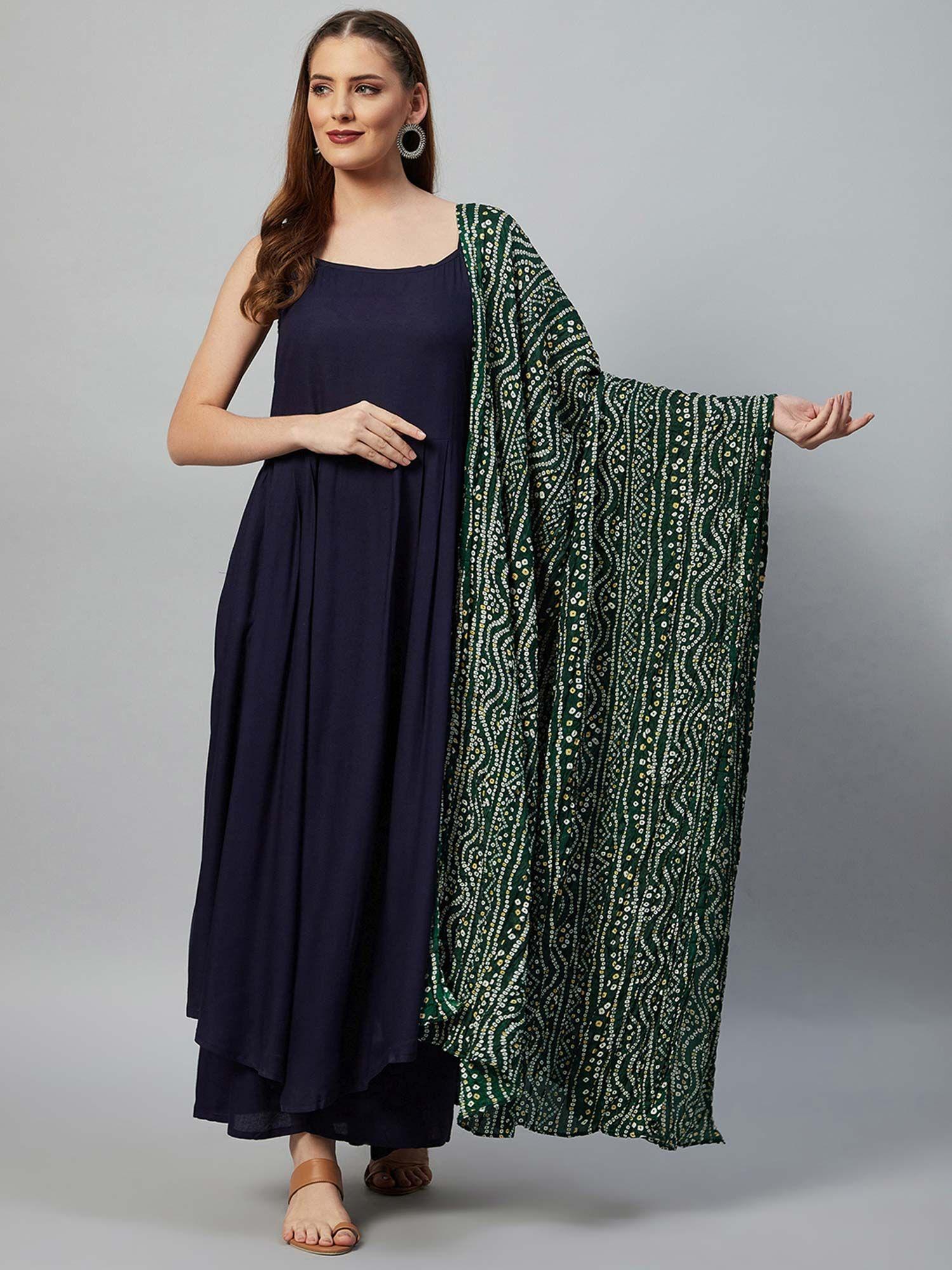 green bandhani silk dupatta