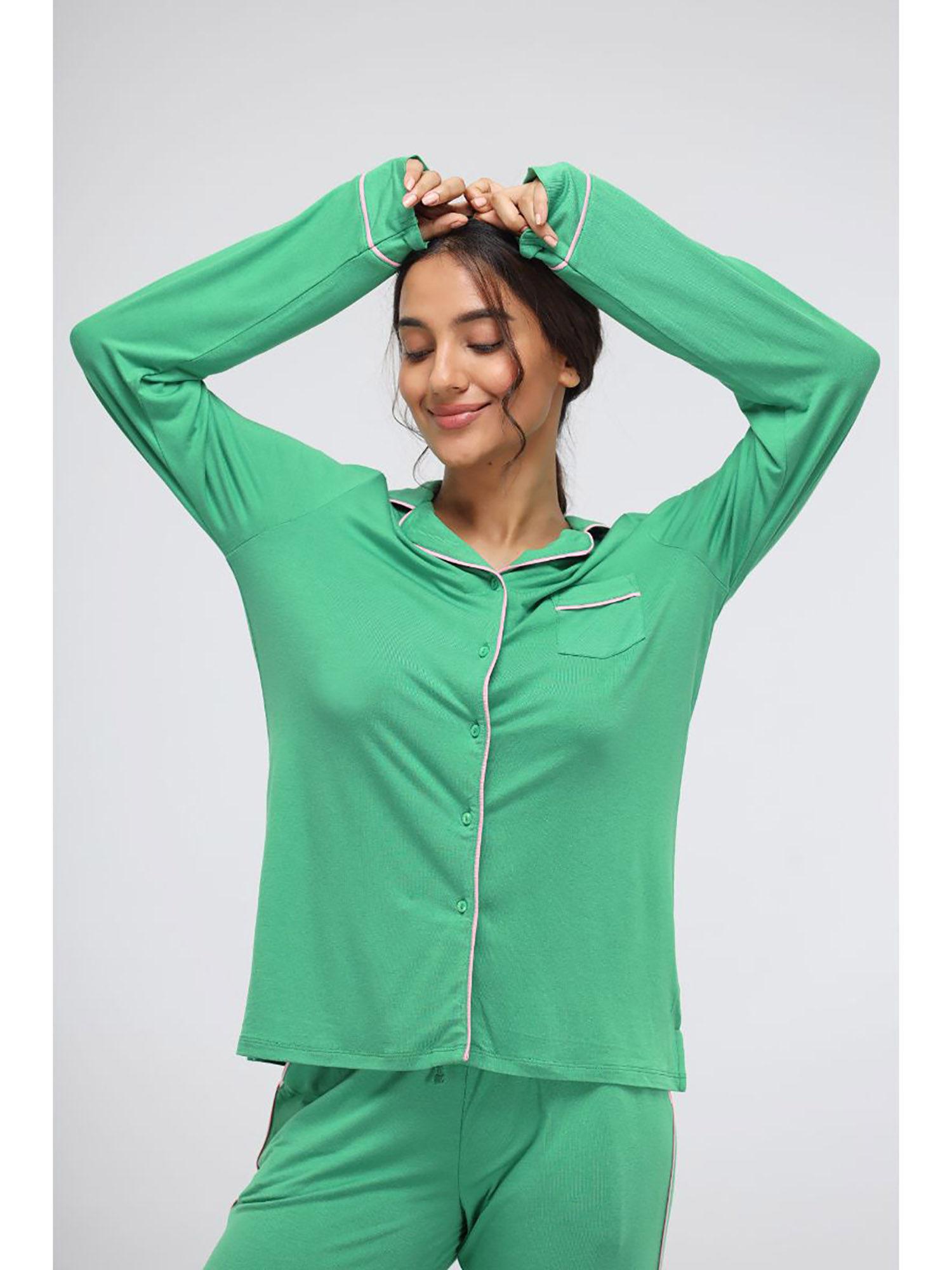 green bee modal piping full sleeve top