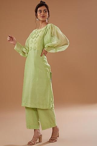 green bemberg muslin tunic set