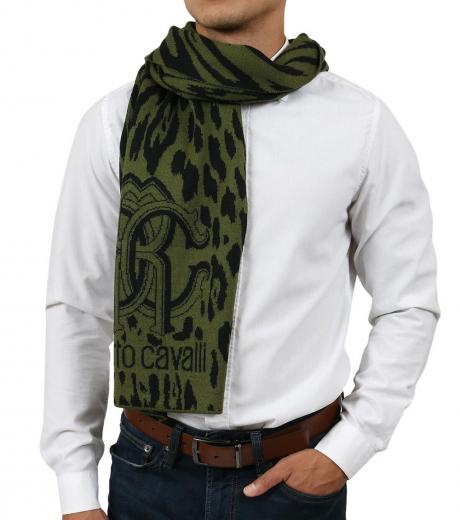 green-black leopard print scarf