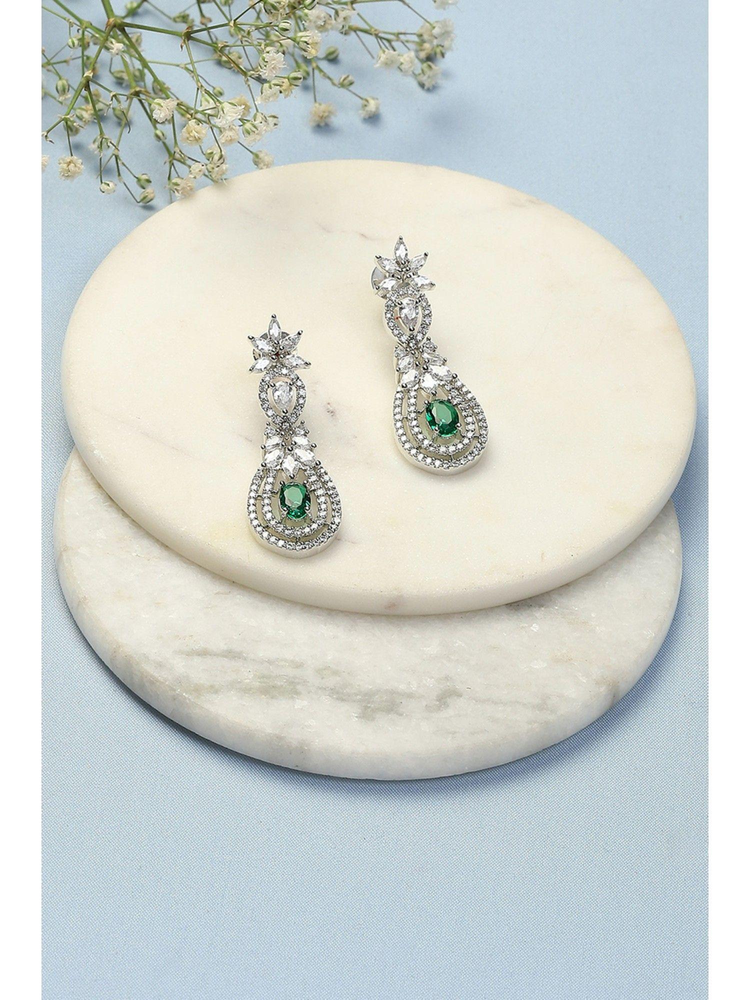 green brass earrings