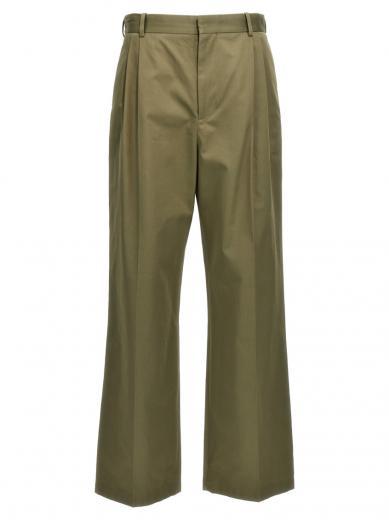 green central pleated trousers