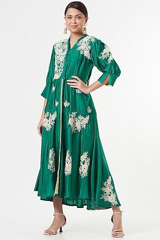 green chanderi dress